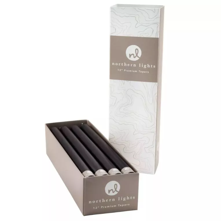Northern Lights Taper Candle Graphite 12" - Each