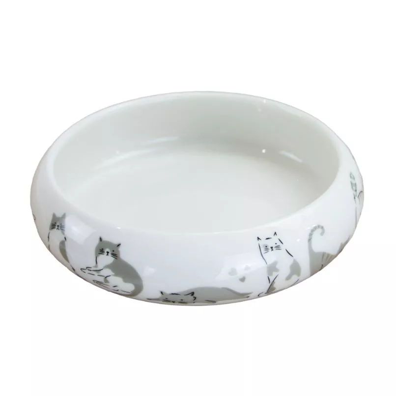 Curved Edge Patterned Cat Dish