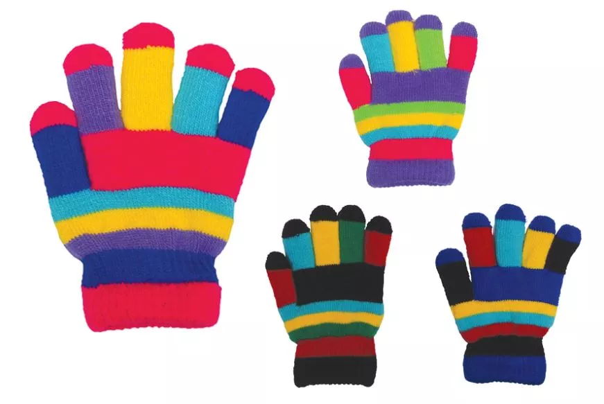 Childs Multi-Coloured Gloves with Double Lining