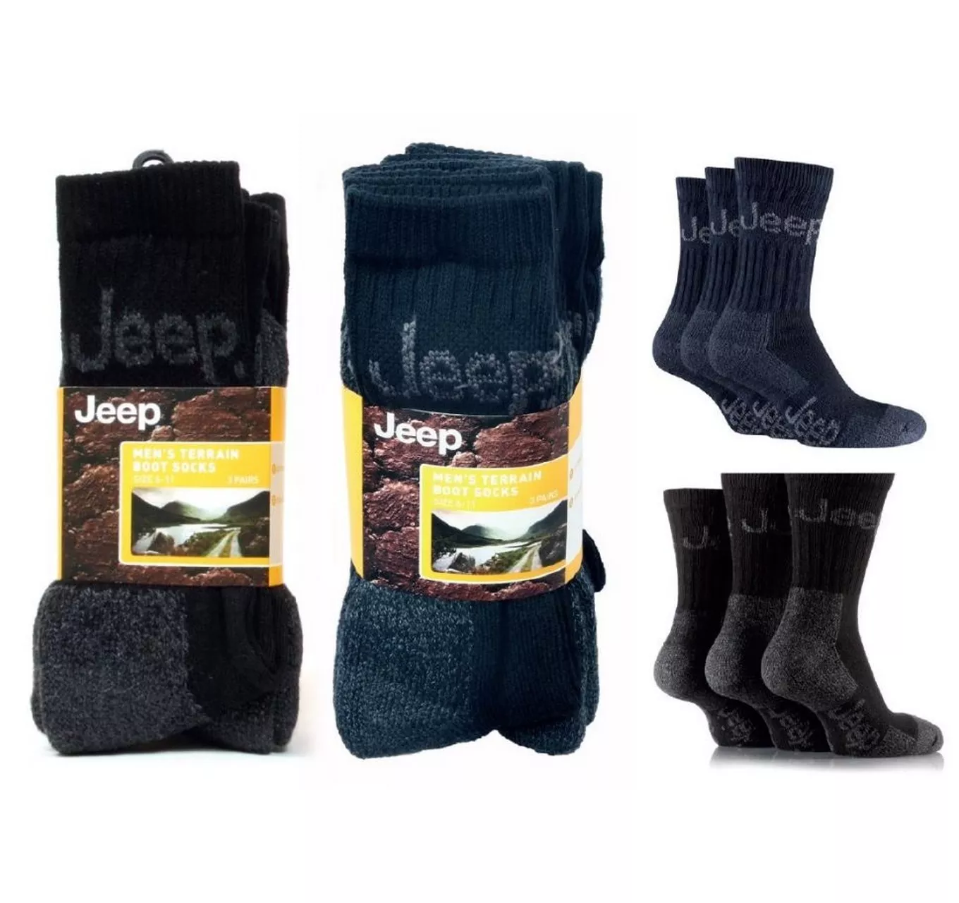 Jeep Mens Boot Socks 3pk