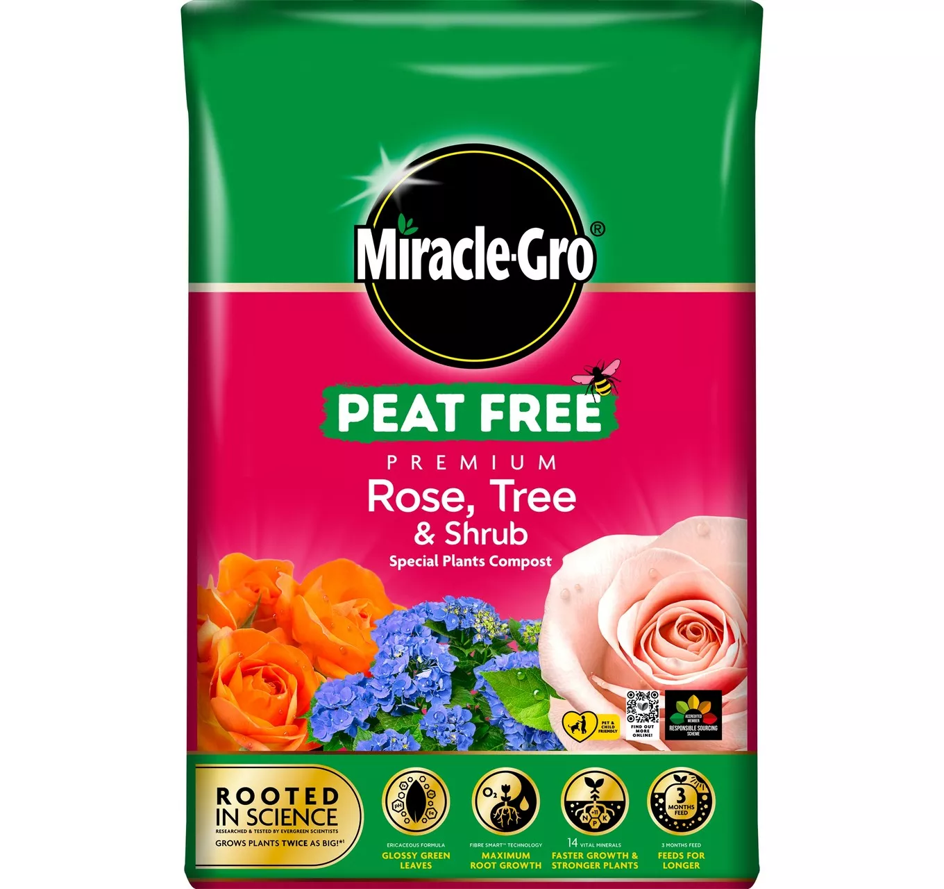 Miracle-Gro Peat Free Rose, Tree & Shrub Compost 40L