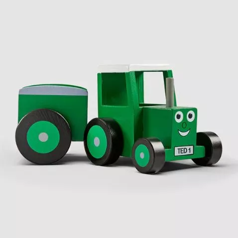 Wooden Tractor Ted Toy & Trailer