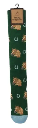 Funky Welly Socks Horse Head Size 4-8
