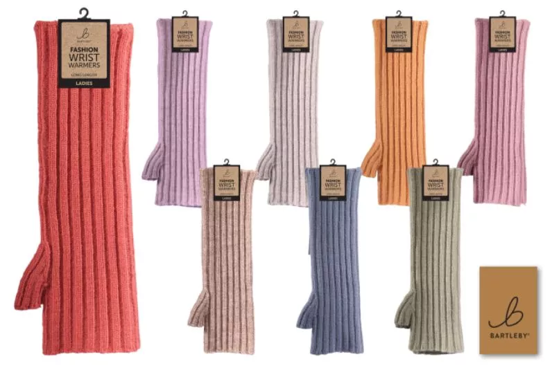 Ladies Long Ribbed Wrist Warmers