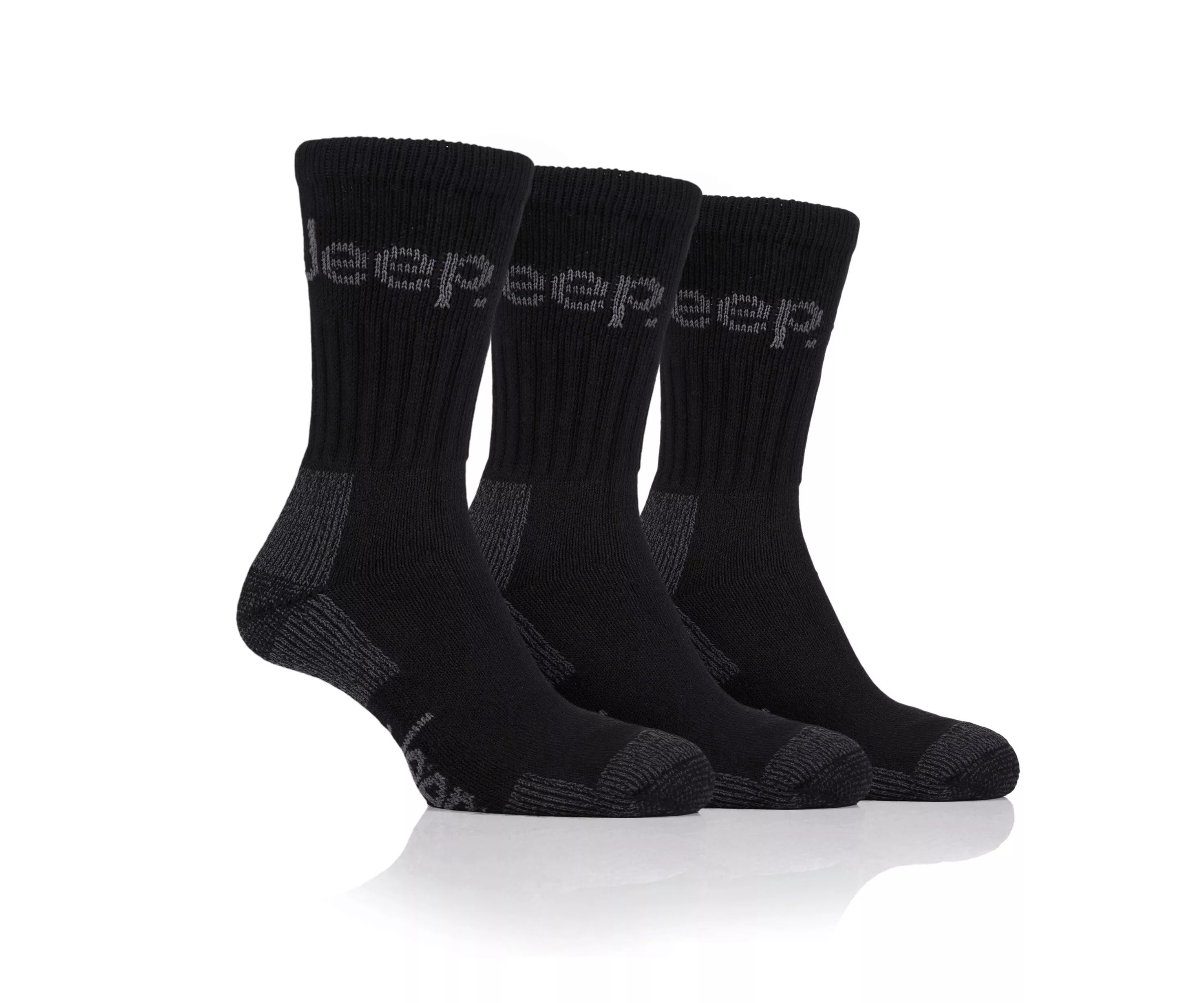 Jeep Mens Luxury Boot Sock Black/Grey 6-11 3pk