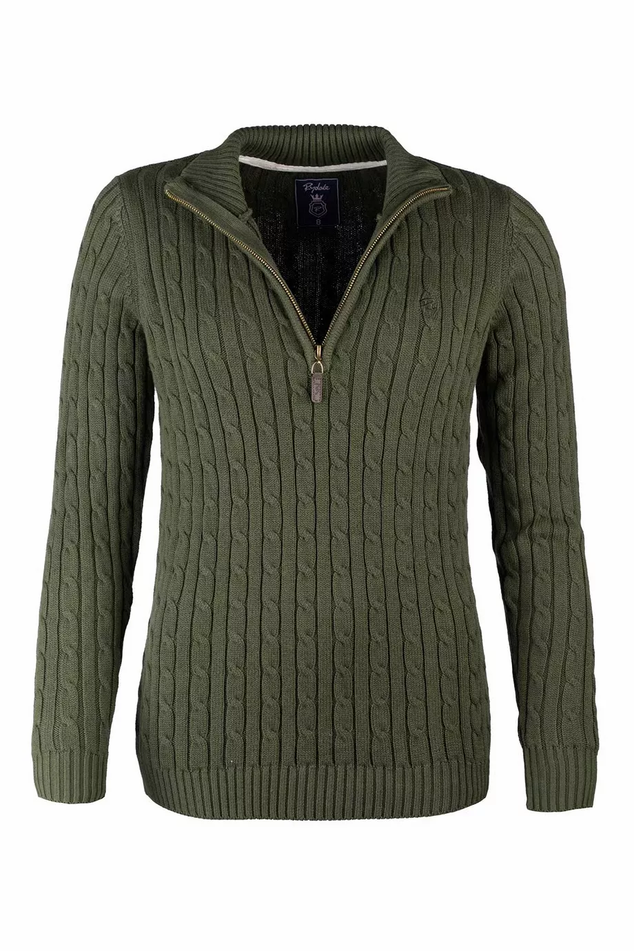 Ladies Quarter Zip Cable Knit Jumper - Emma