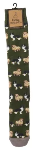 Funky Welly Socks Sheep & Dog Size 6-11