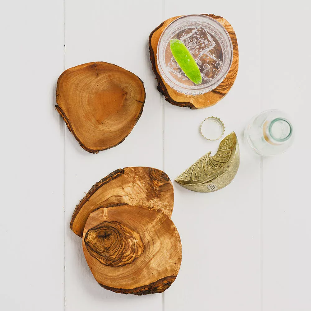 Olive Wood - Rustic Coaster Set x 4