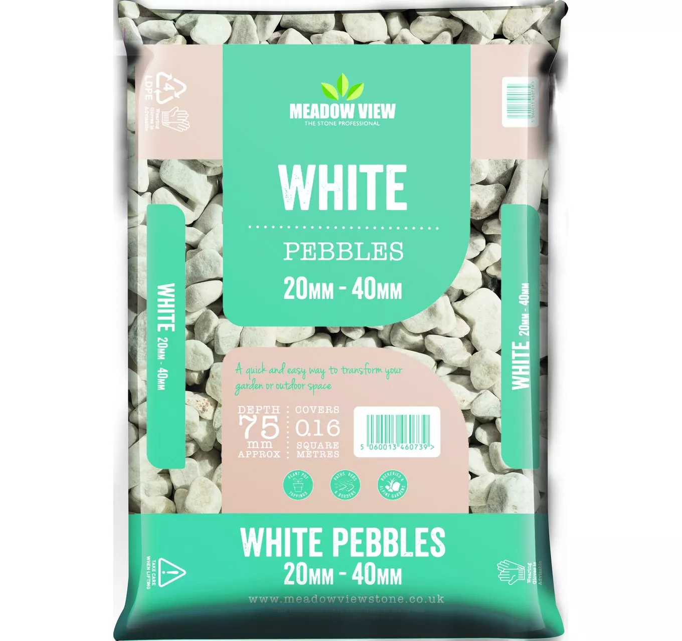 White Pebbles 20-40mm 20kg
