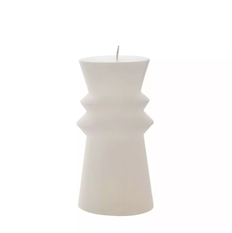Hestia White Geo Pillar Candle 15.5cm