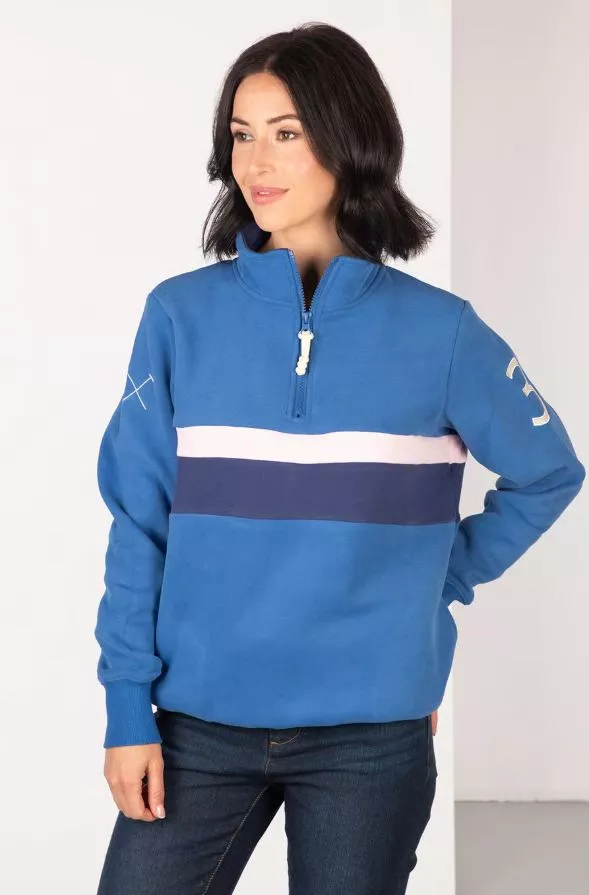Ladies Stripe Sweatshirt - Bramham Blue