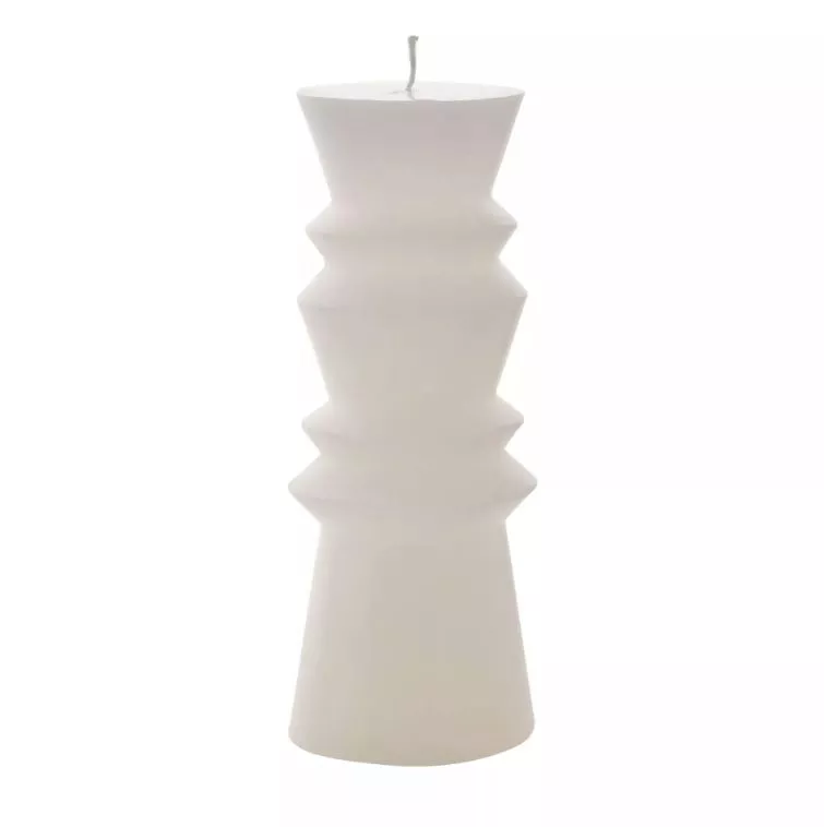 Hestia White Geo Pillar Candle 21cm