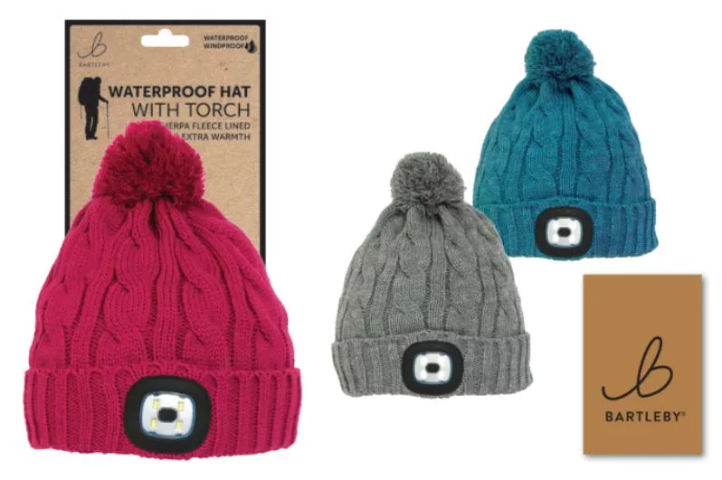 Ladies Waterproof Bobble Hat with LED Light