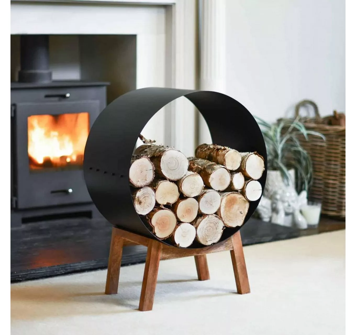 Round Barrel Log Holder