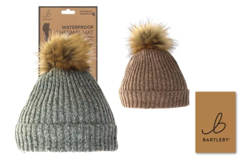 Ladies Sherpa Fleece Waterproof Bobble Hat