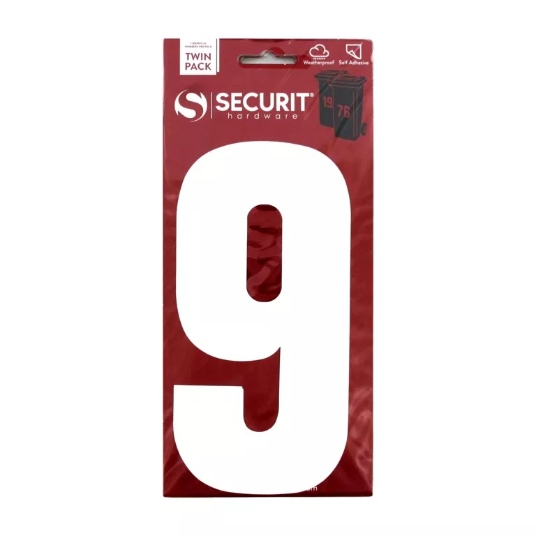 Self Adhesive Wheelie Bin Numbers 2pk No.9