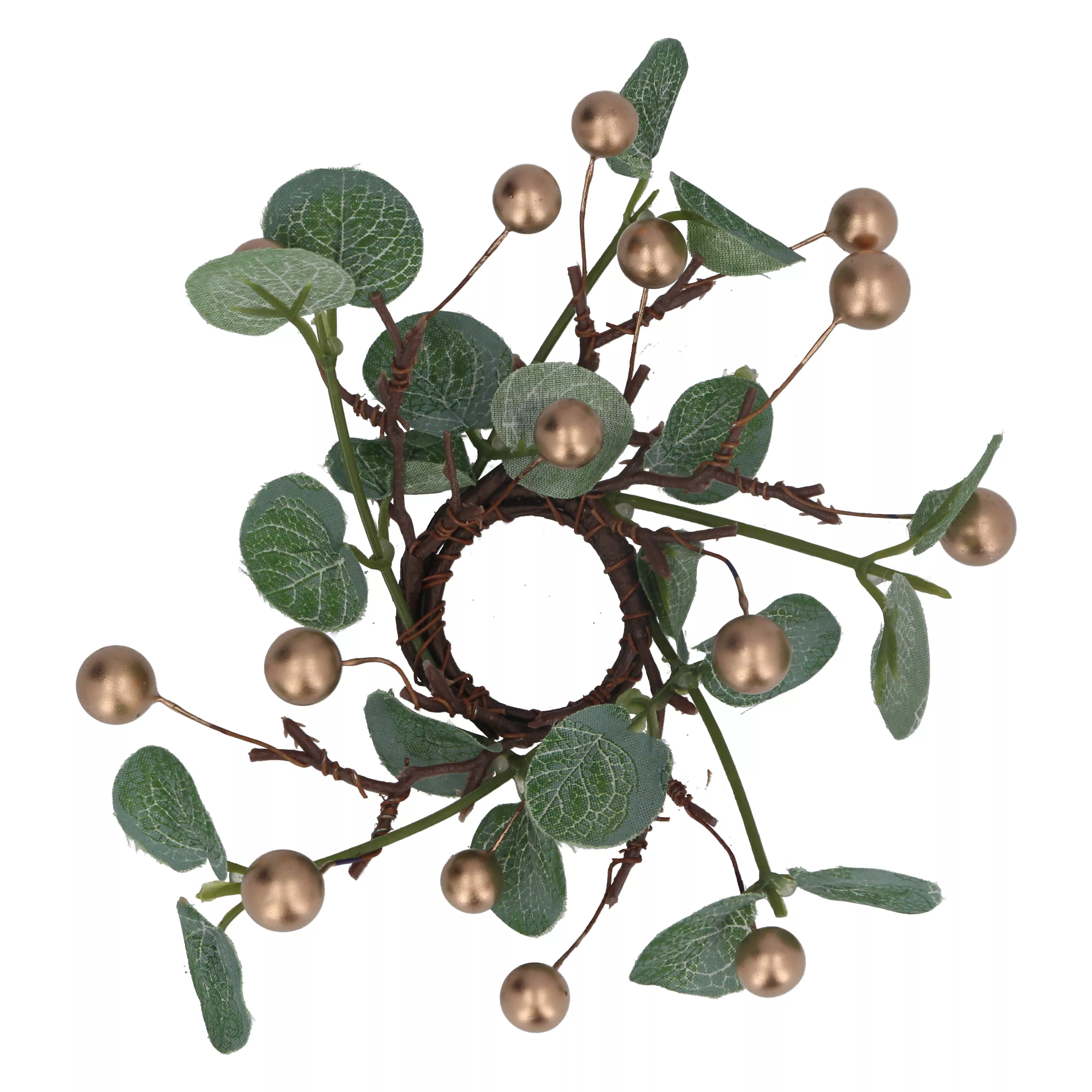 Eucalyptus/Gold Berry Candle Ring 16x16x7cm (Small)