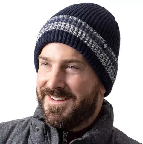 Mens Arran Striped Hat - Denim