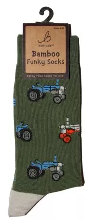 Mens Bamboo Funky Socks - Retro Tractor