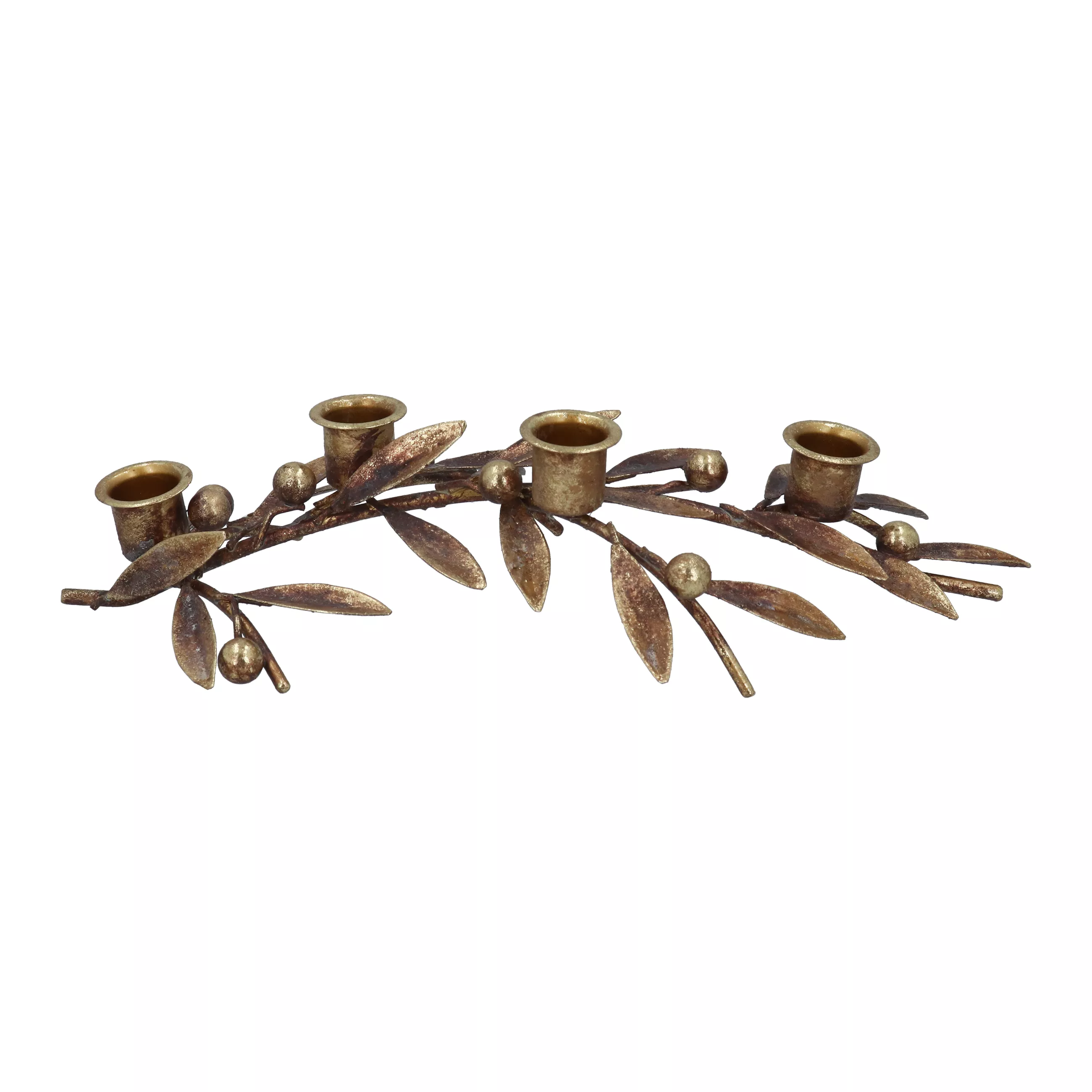 Antique Gold Sprig & Berries Candlelabra 7x33x17cm