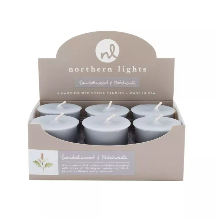 Northern Lights Votive Candle Sandalwood & Pitchouli - Each