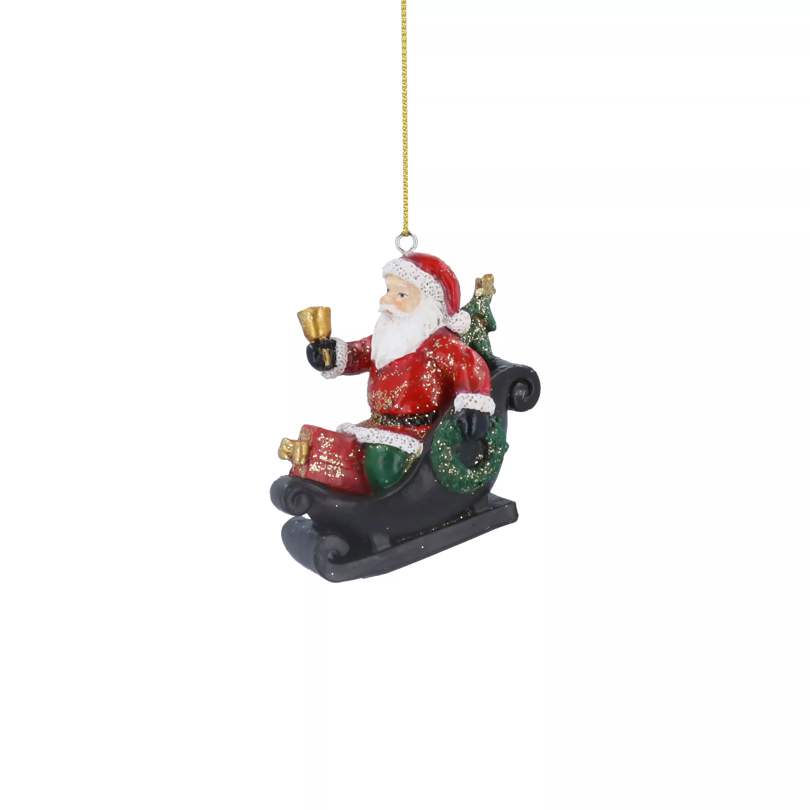 Resin Nostalgia Santa on Sledge Decoration 7x7x3cm - Each