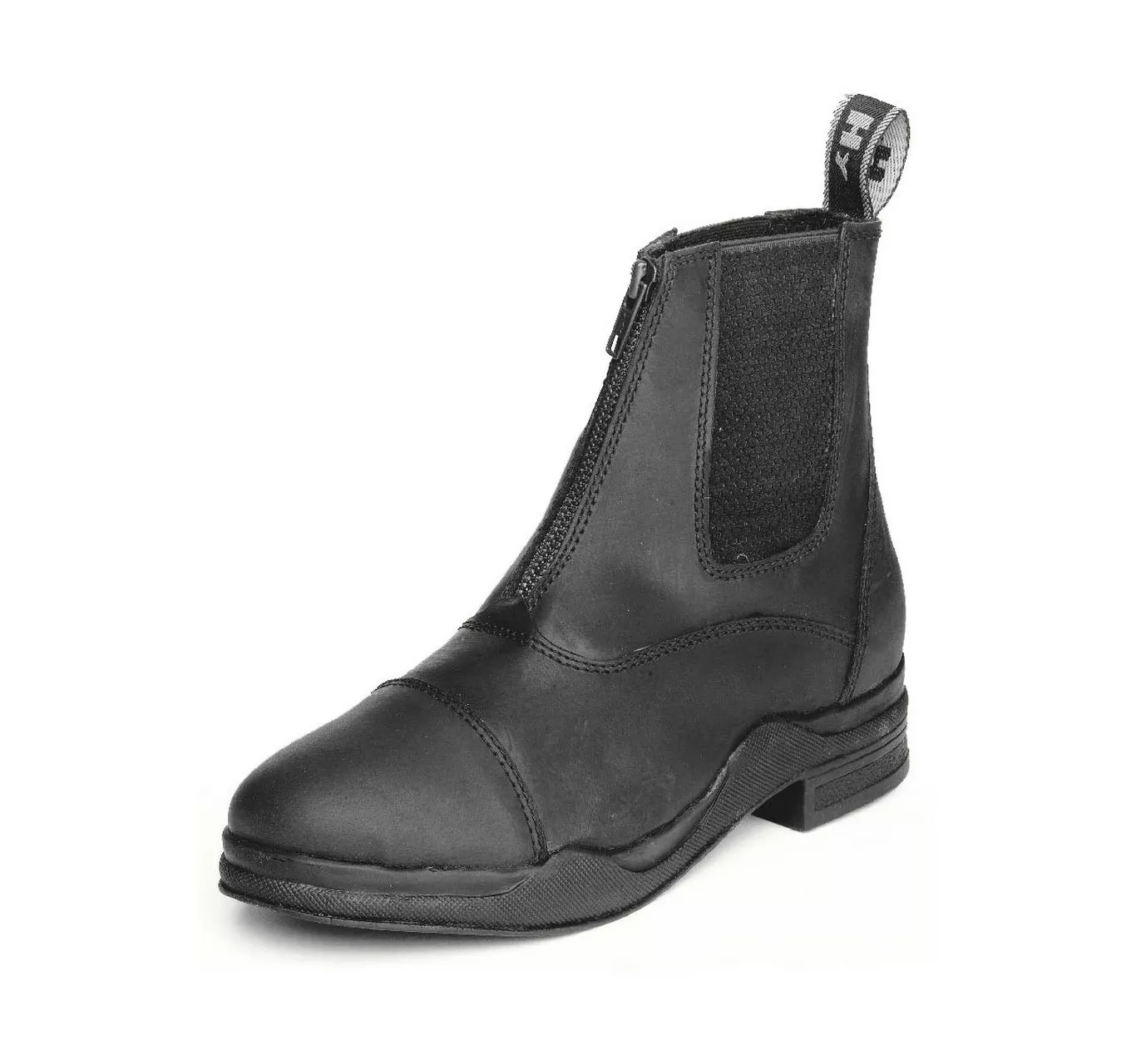 Wax Leather Zip Boot Black 7