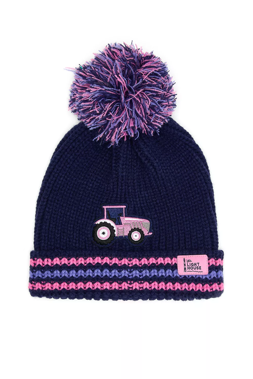 Bobbie Hat PinkTractor & Stripes 5-10 Yrs