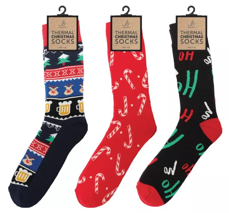 Mens Thermal Christmas Socks Size 7-11