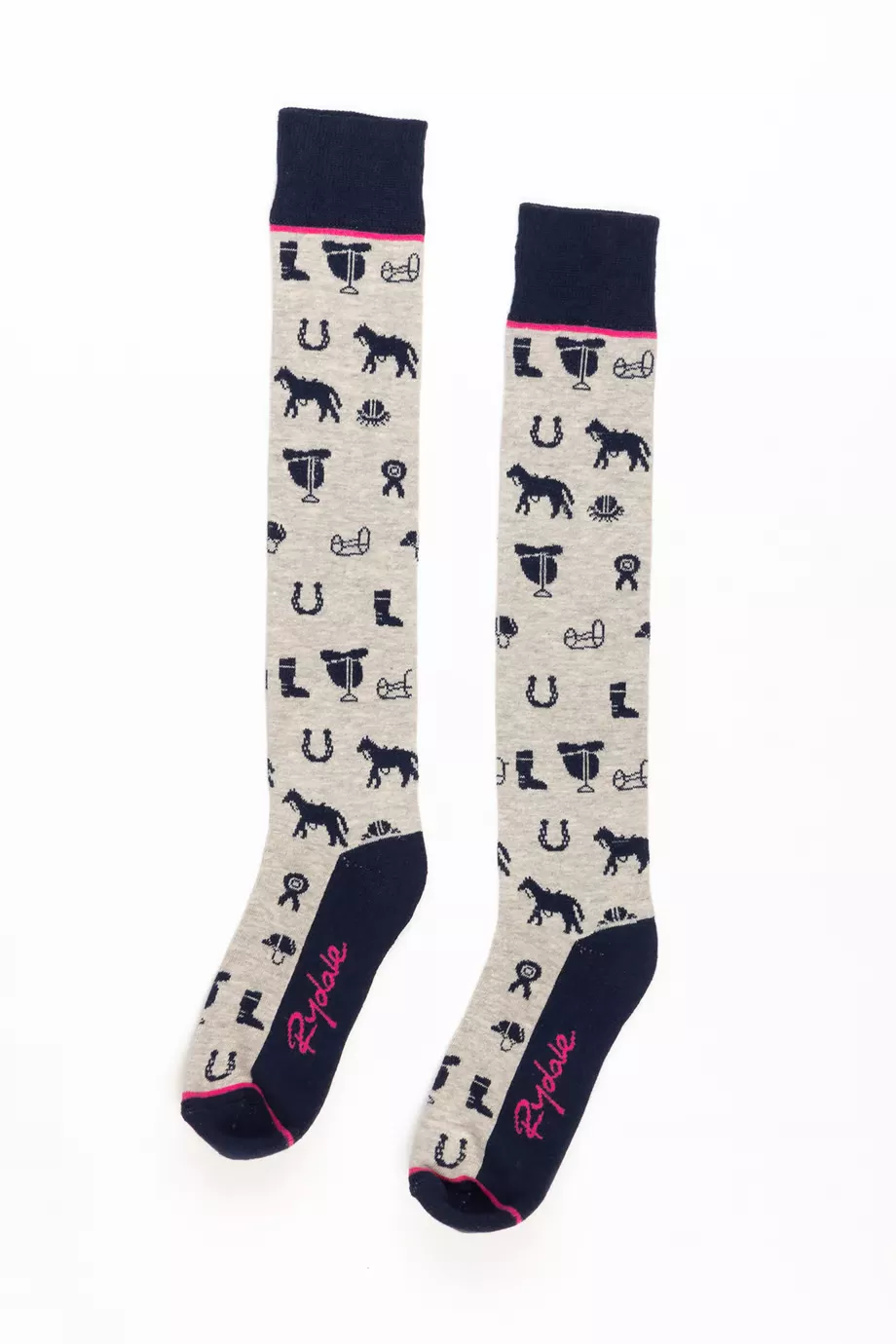 Ladies Horse Print Knee Length Riding Socks