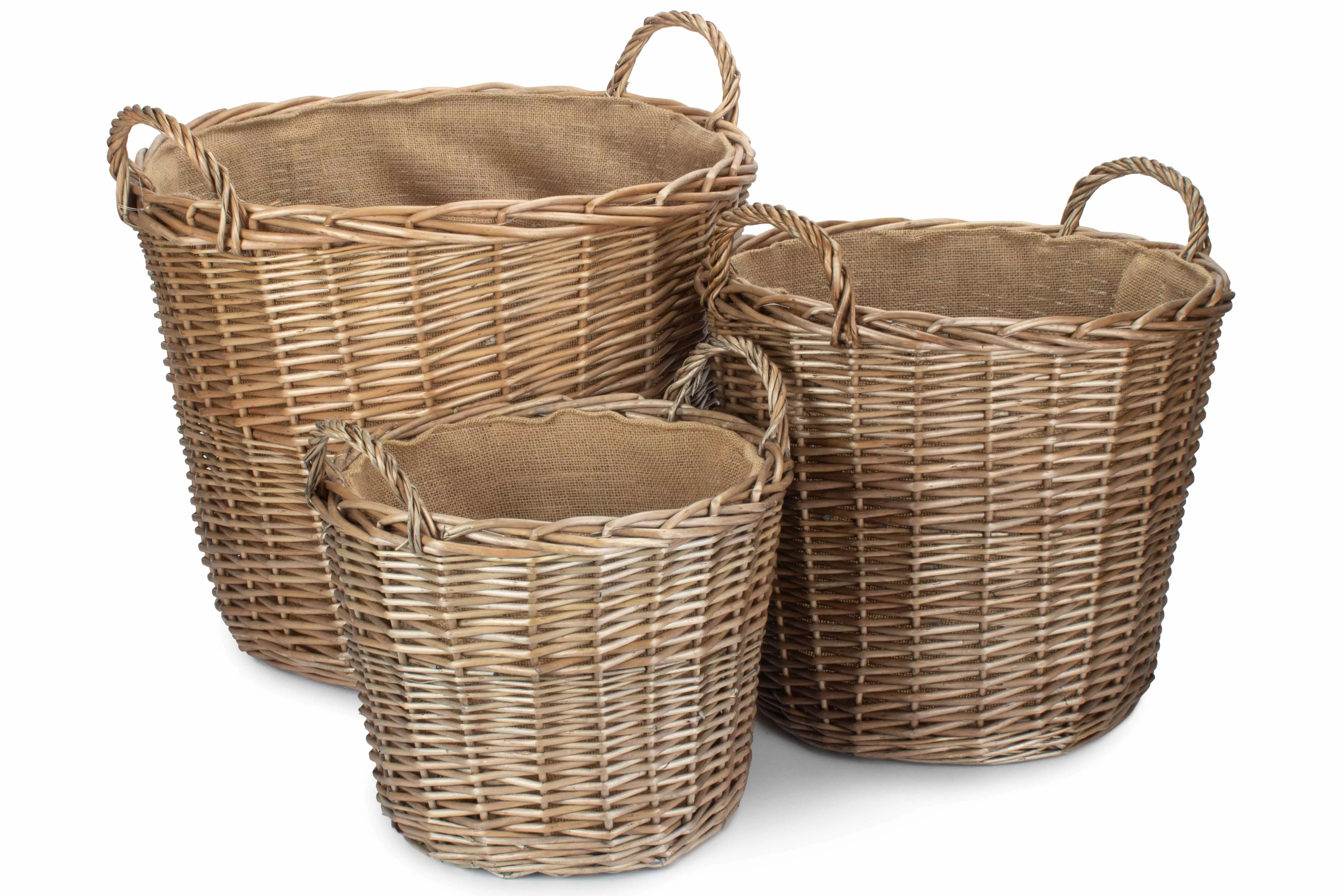 Chestnut Round Lined Log Basket