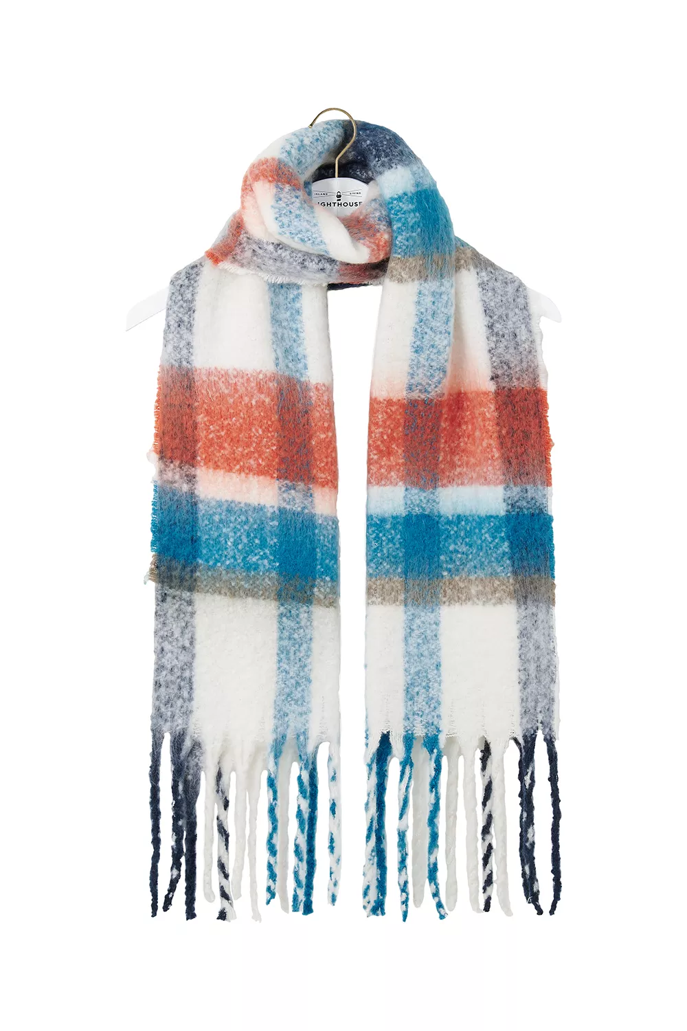 Lighthouse Scarf Rust/Deep Teal/Mocha