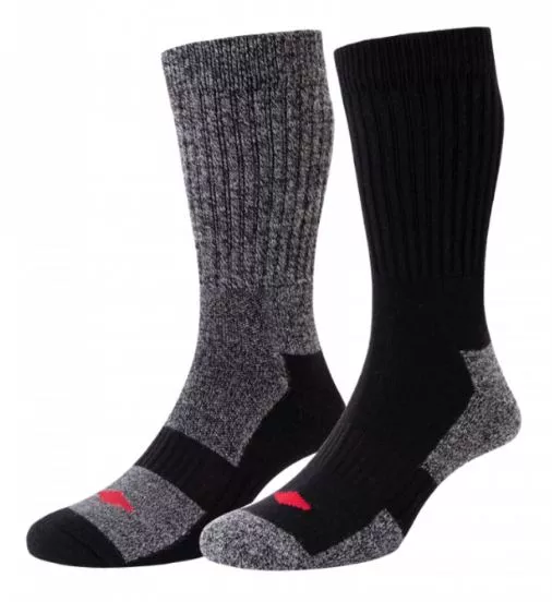 Long Thermal Wool Work Socks Black/Grey 2pk