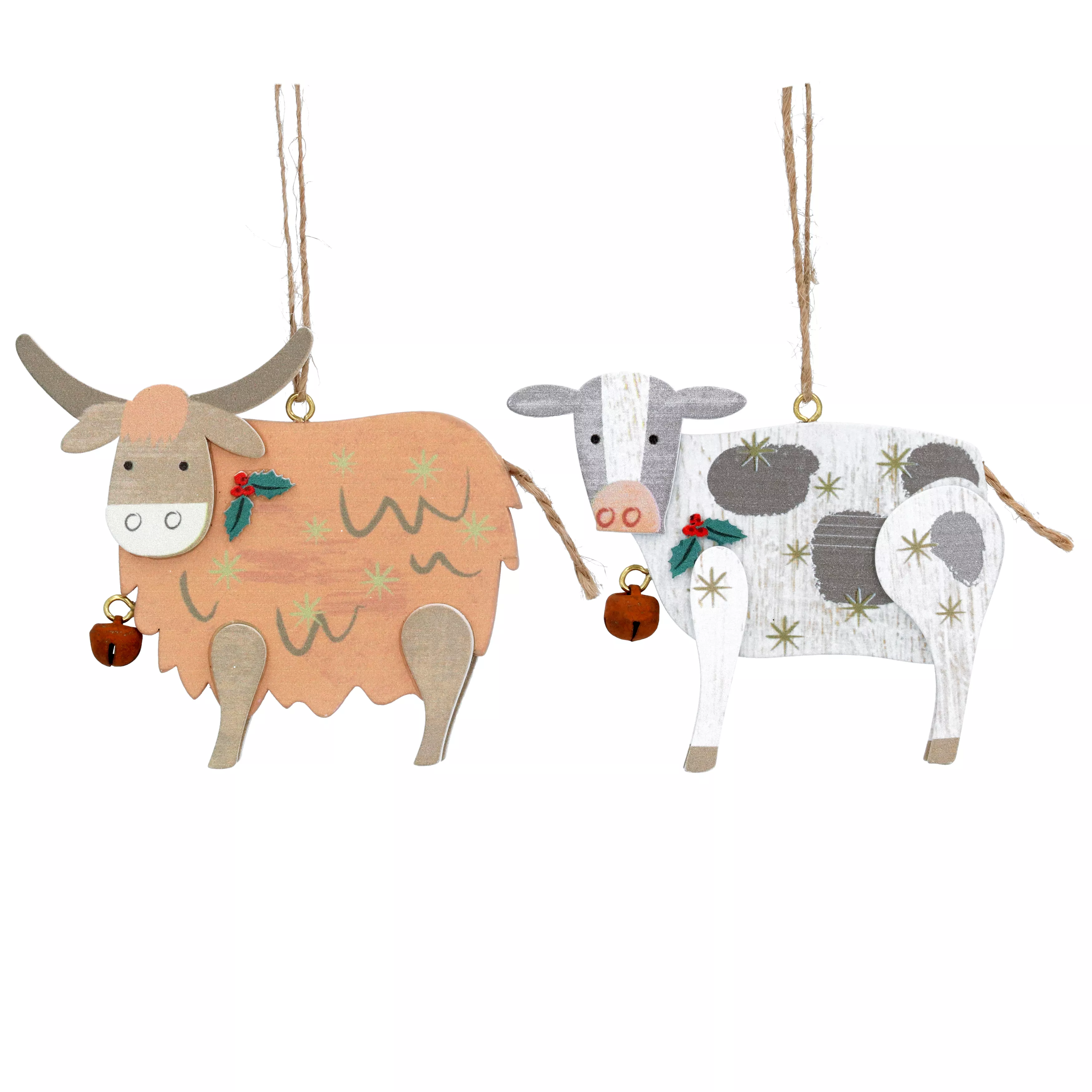 New England Wooden Cow Decoration 8x9x1cm - Each