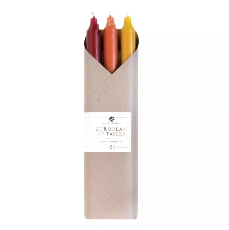 Northern Lights Taper Candle Set Autumn Harvest 12" 6pk