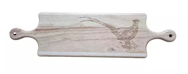 Meg Hawkins Rubber Wood Engraved Serving Board - Pheasant