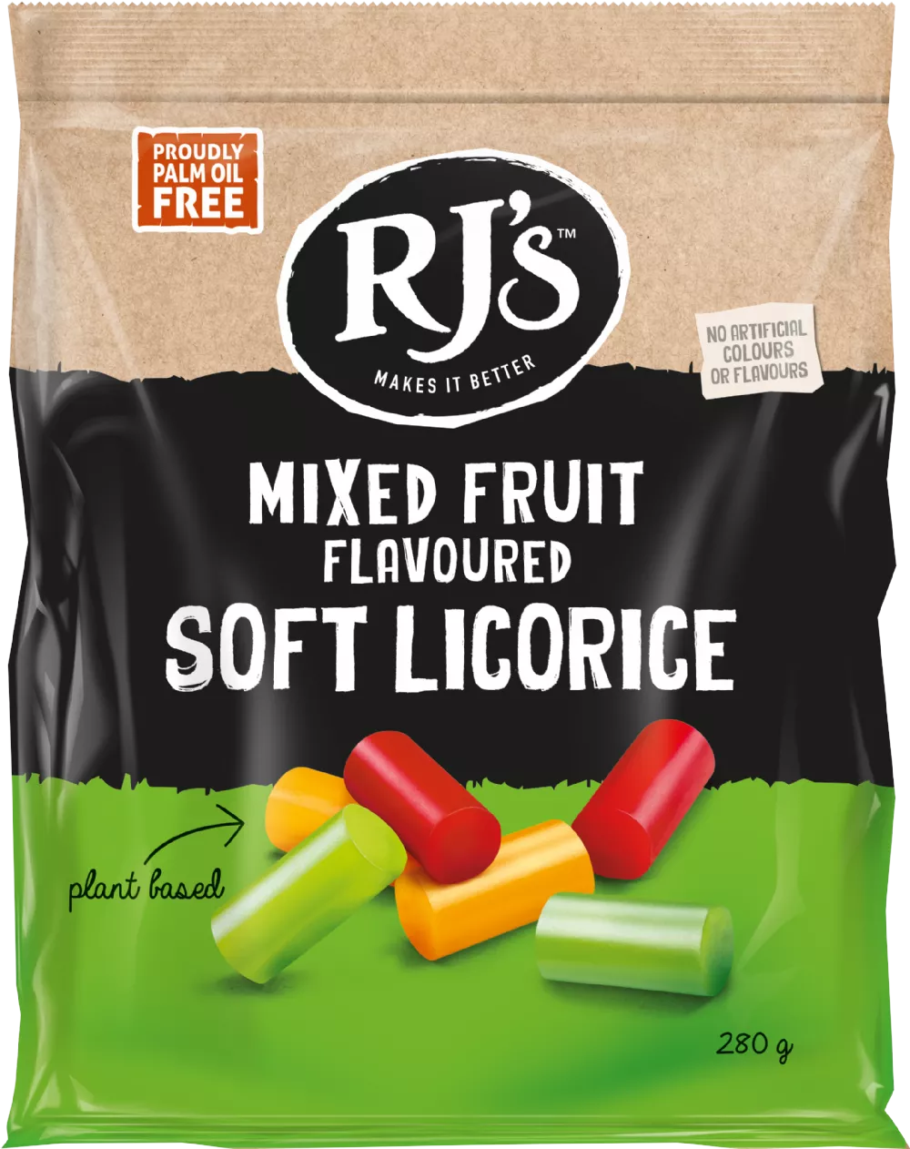 Raspberry Mixed Fruit Flavoured Licorice Bag 280g