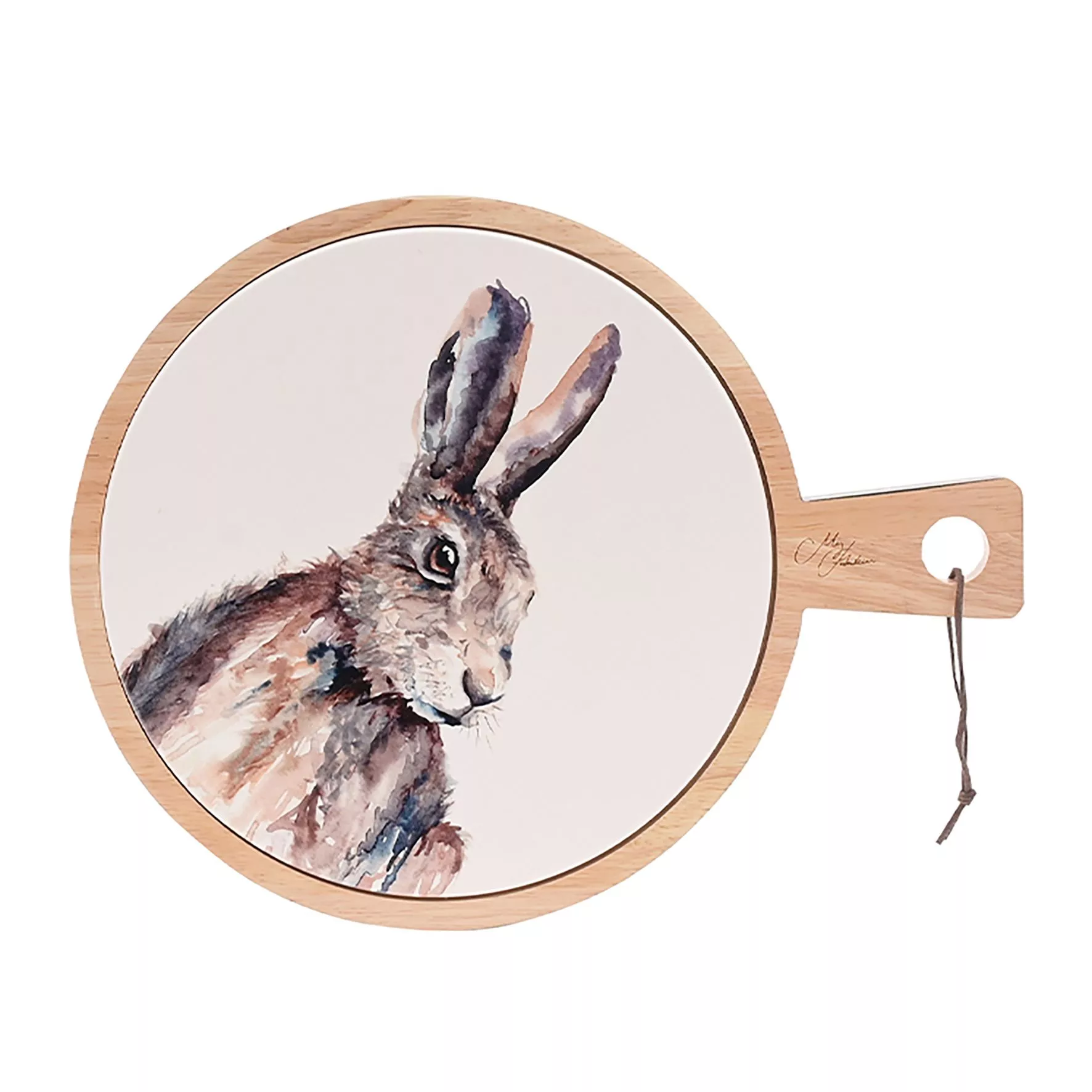 Meg Hawkins Rubber Wood & Ceramic Serving Board Hare 27 x 35 cm