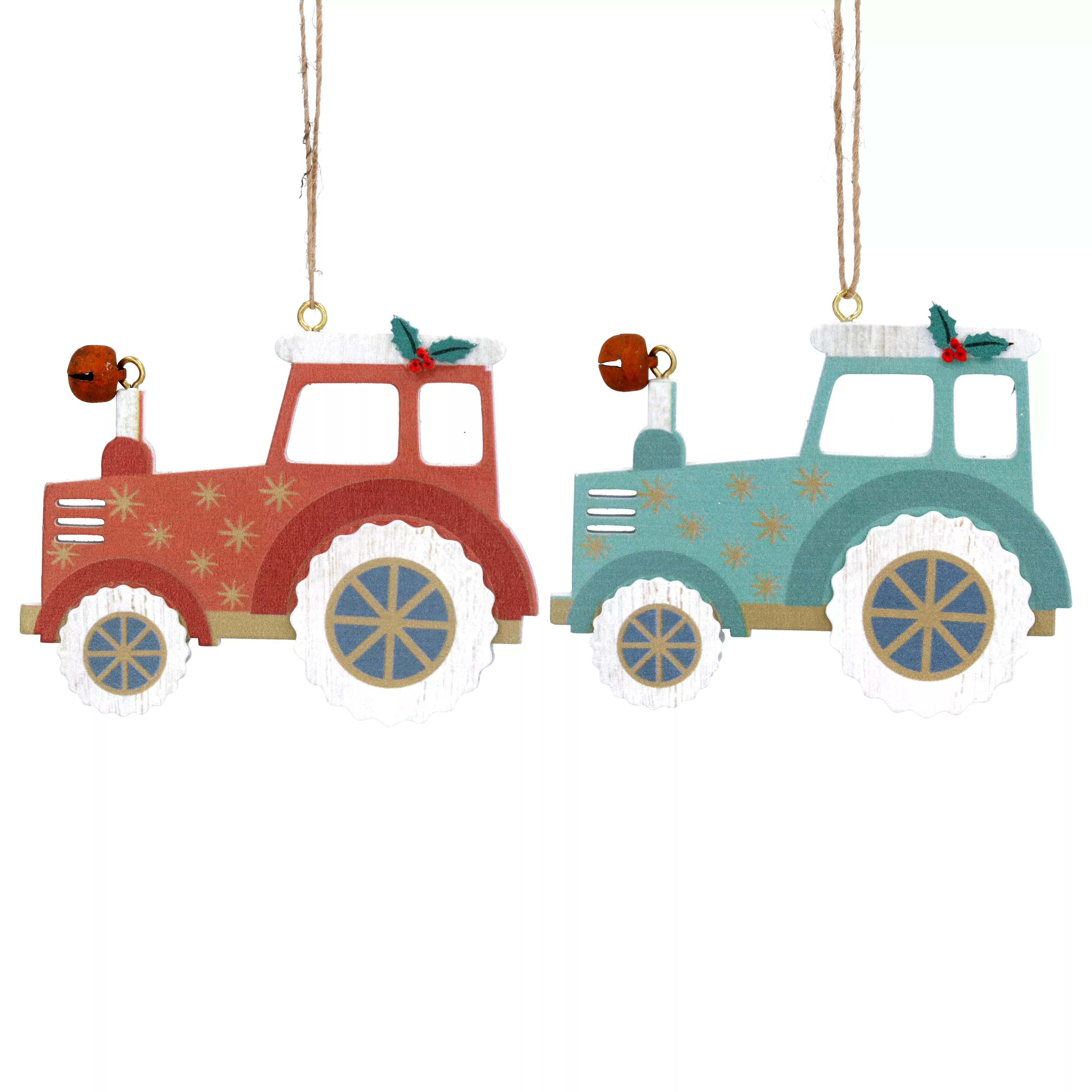 New England Wooden Tractor Decoration 7x9x1cm - Each