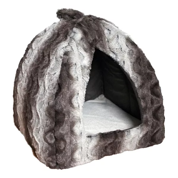 Grey & Cream Pyramid Cat Bed