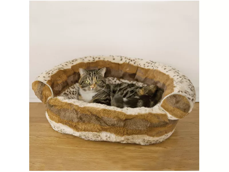 Brown Hyena Print Sofa Cat Bed