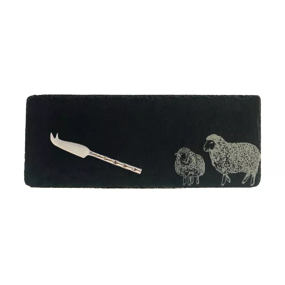 Selbrae Single Mini Slate Cheese Board & Knife Set - Sheep