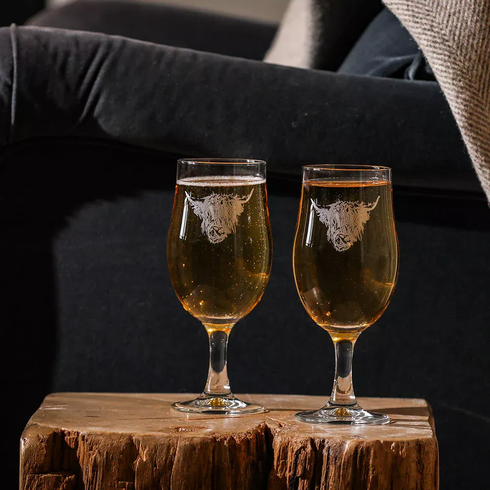 Selbrae 2 Craft Beer Glasses - Highland Cow