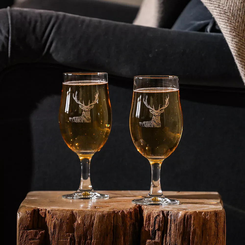 Selbrae 2 Craft Beer Glasses - Stag
