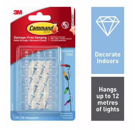 Command Clear Decorating Clips 20pk