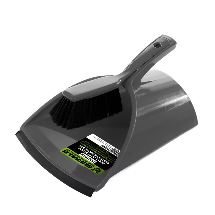 Buffalo Heavy Duty Scoop Plastic Dustpan & Brush Set