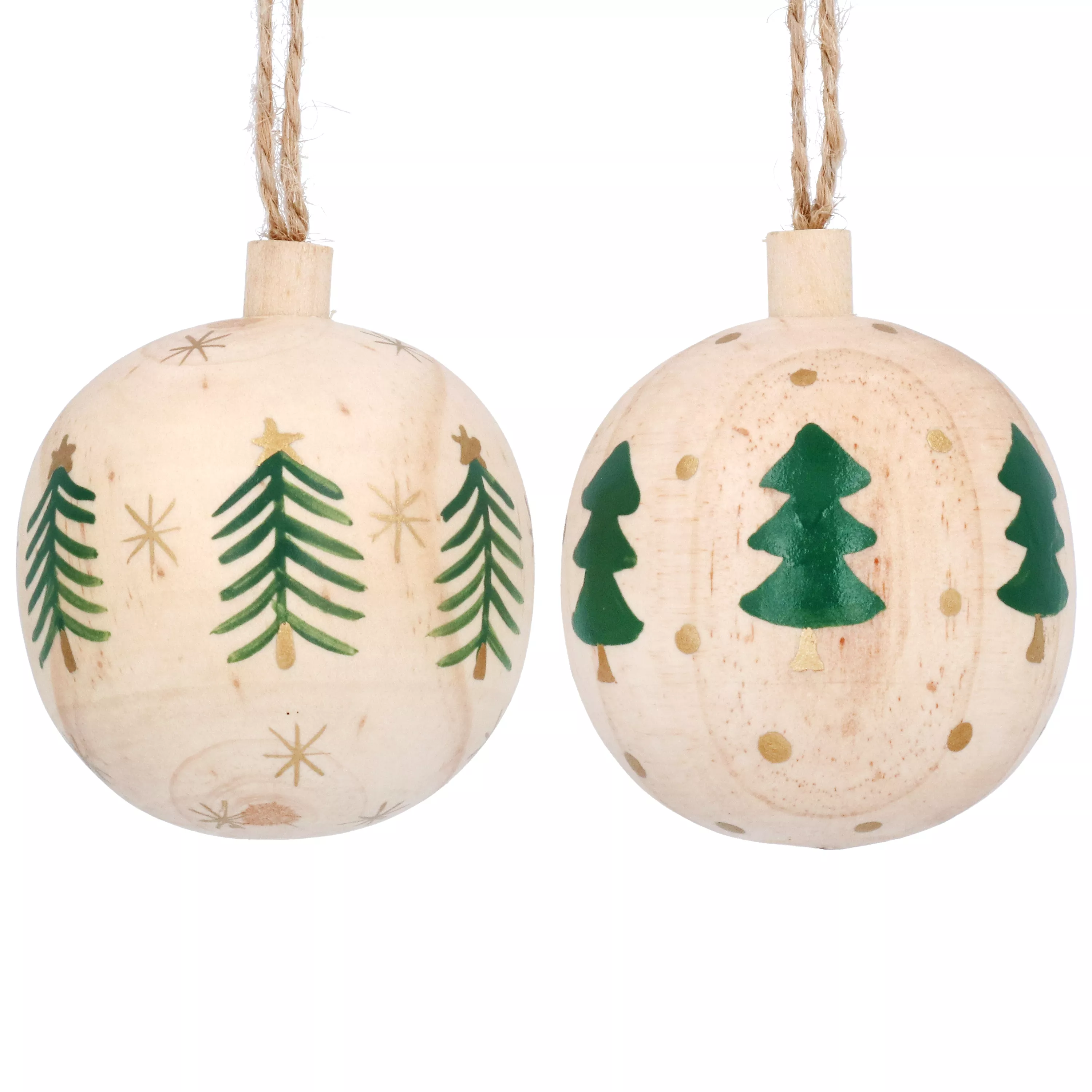 Wooden Ball with Green Trees 6x6x6cm - Each
