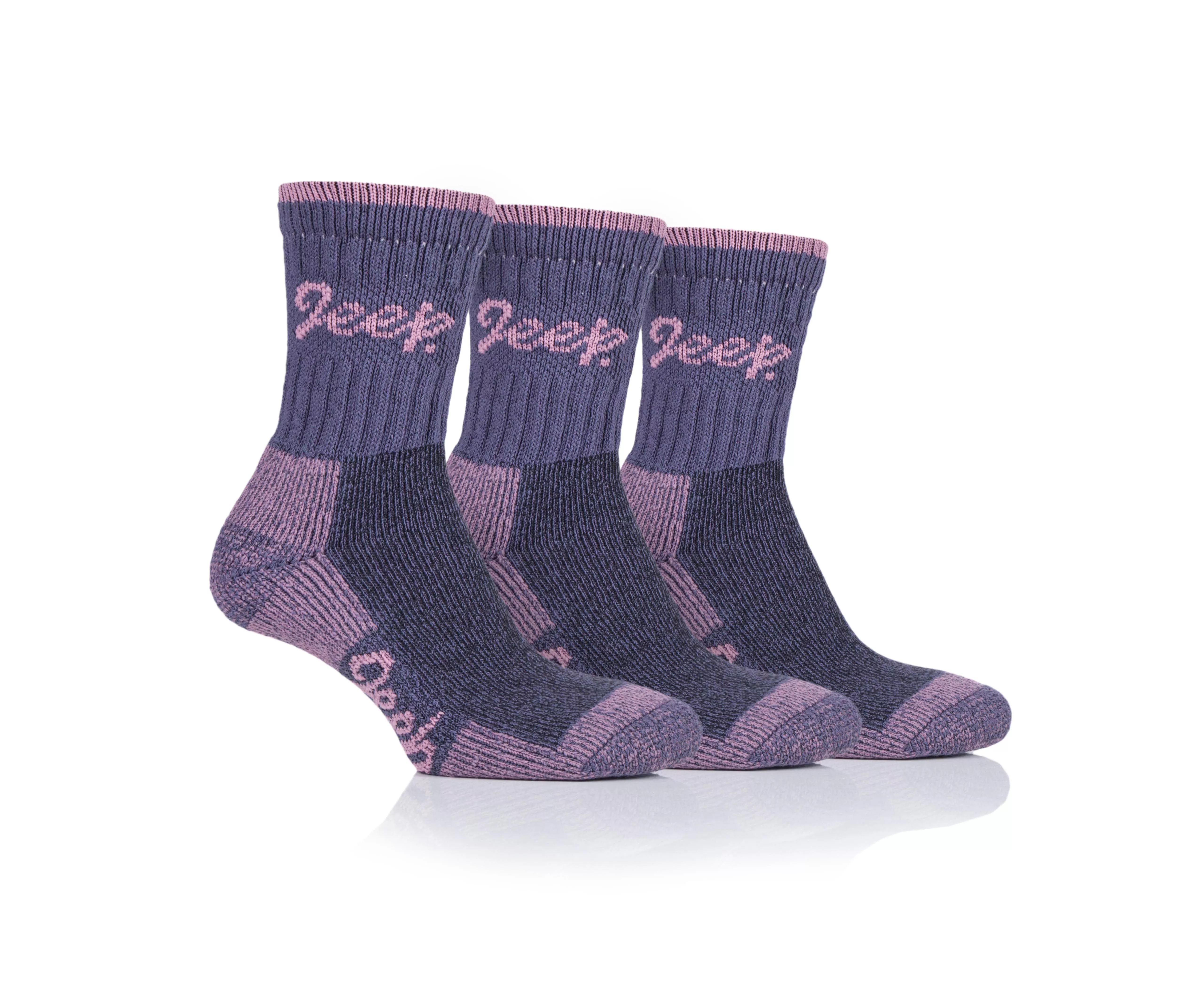 Jeep Ladies Luxury Boot Sock Purple/Rose 4-8 3pk