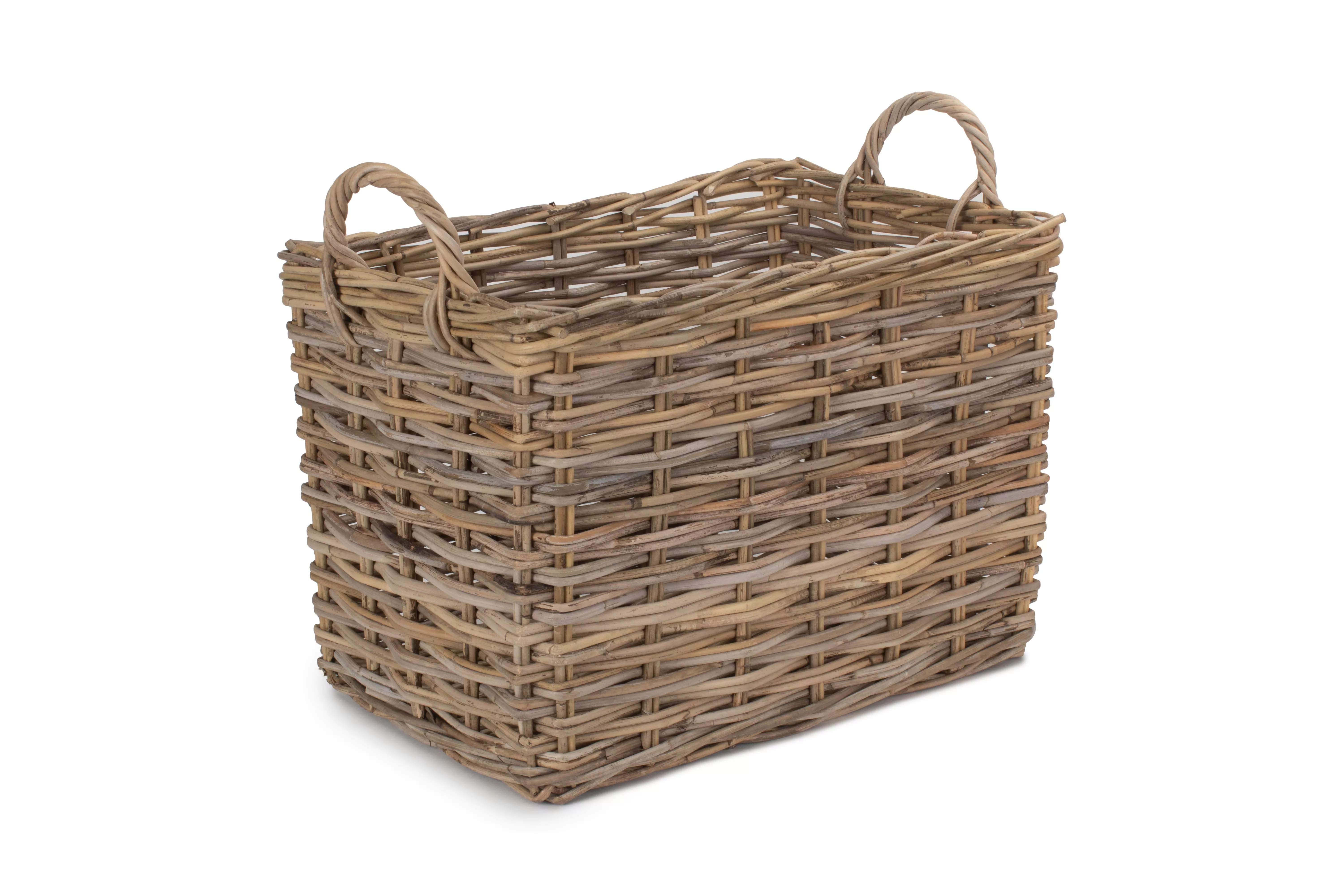 Rectangular Grey Rattan Log Basket 570mm