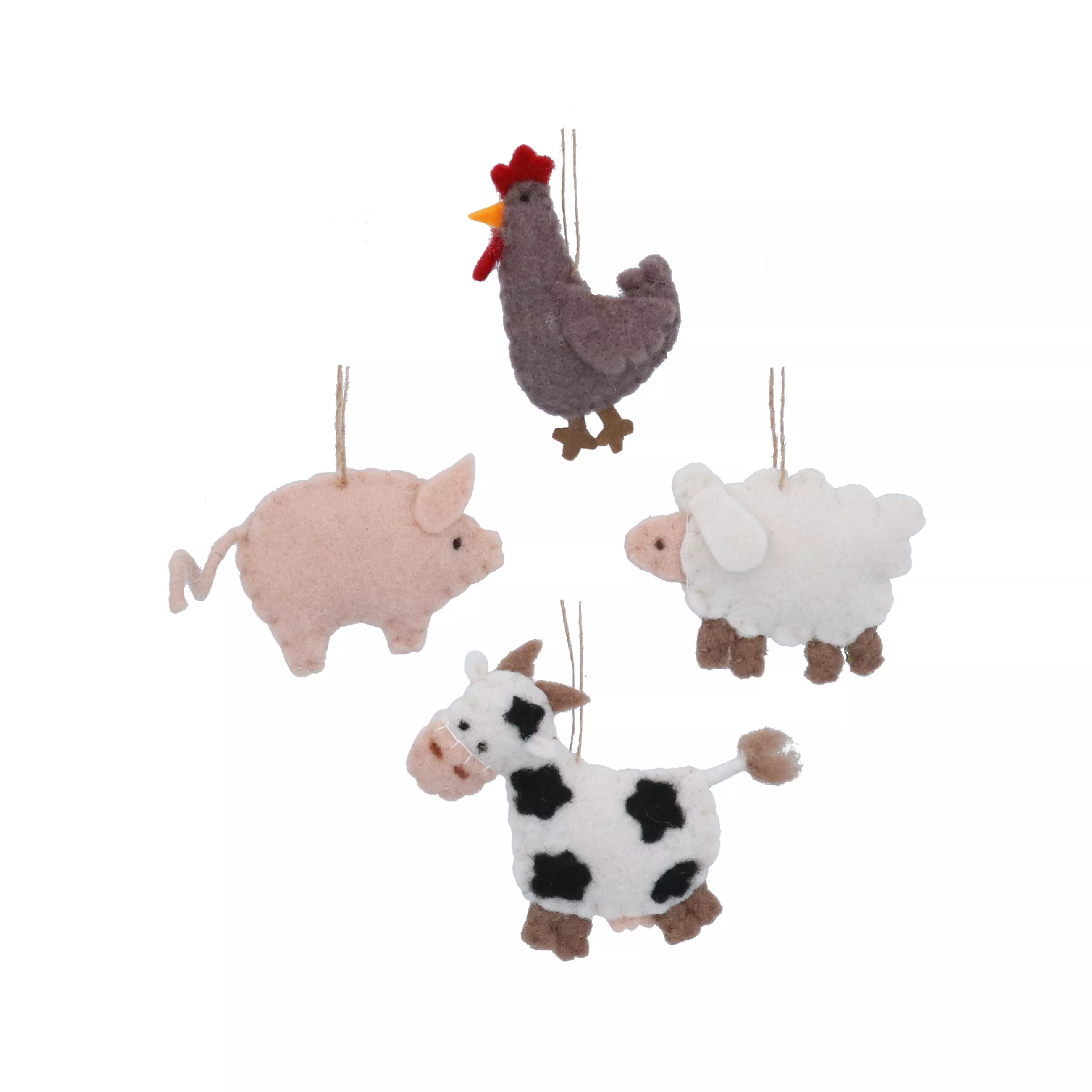 Felt Hen/Pig/Cow/Sheep Decoration 9x11x2cm - Each